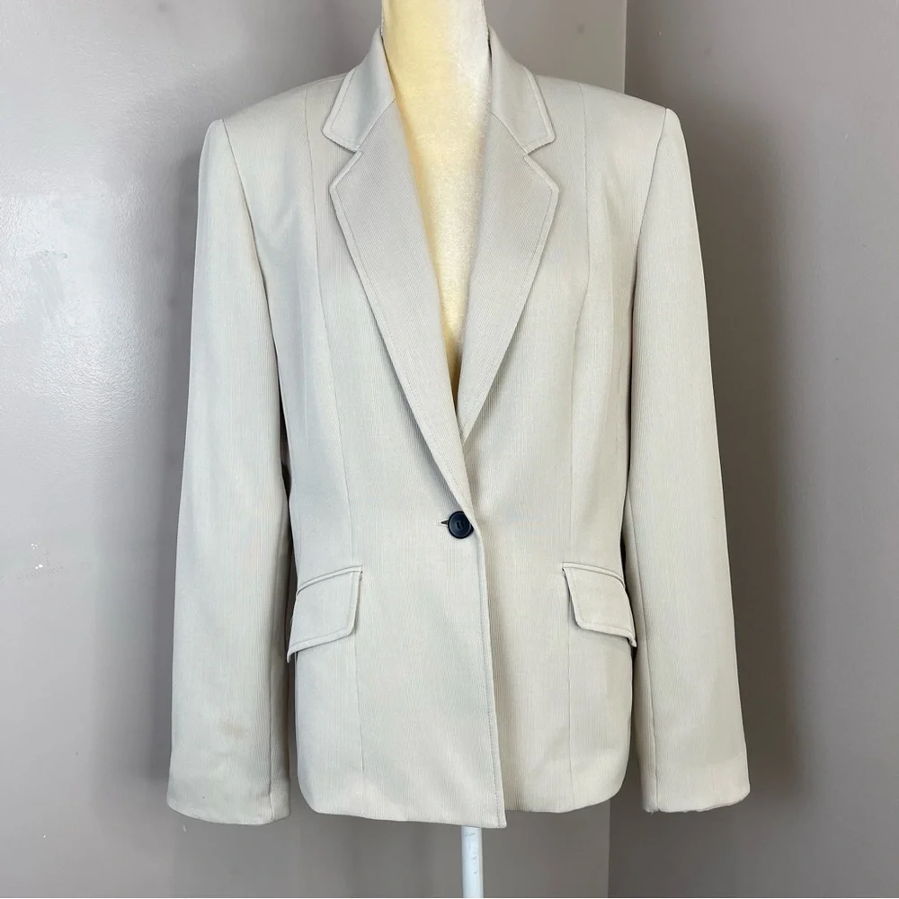Vintage Evan Picone Blazer Sz 14 One Button Front Beige color - Picture 12 of 16